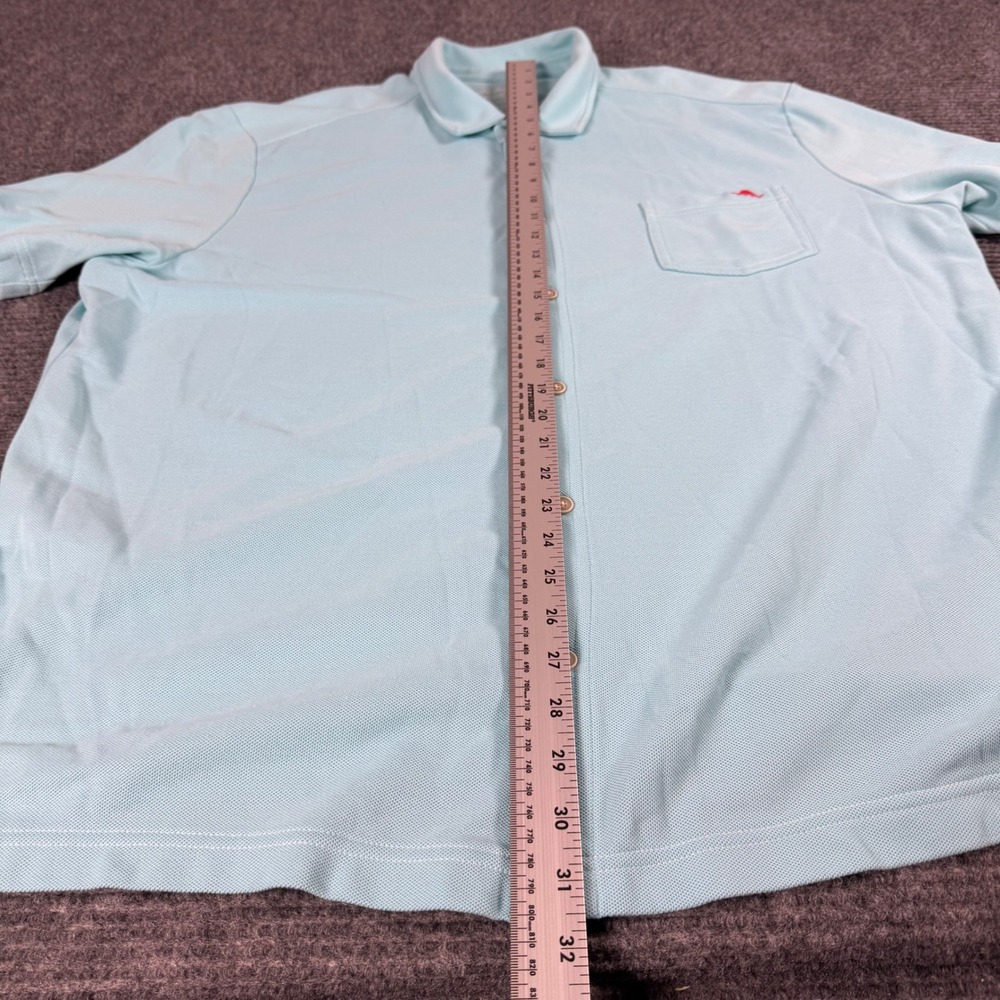 Tommy Bahama Mens XXL IslandZone Supima Cotton Pique Button Down Shirt Aqua Blue - Picture 9 of 10